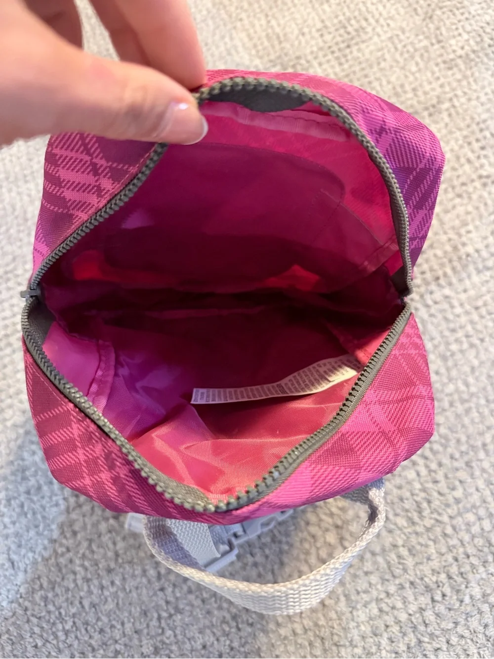 Eddie Bauer Small Backpack Pink Plaid Polyester Zip Adjustable Pockets